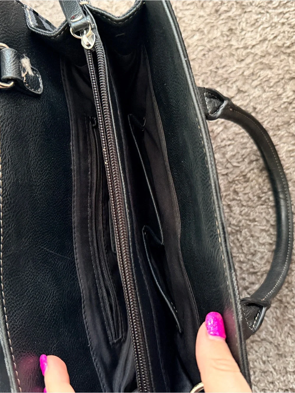 Nine West Black Pattern Handbag with Long Strap and Short Strap
